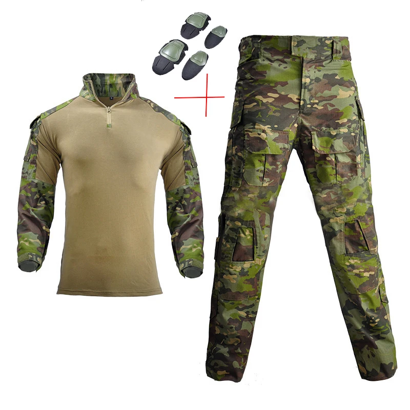 

Army Military Uniform Camouflage Tactical Combat Suit Airsoft War Game Clothing Shirt + Pants Elbow Knee Pads