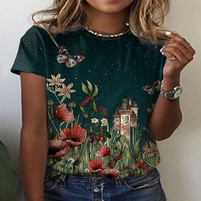 Women's T-shirt 3d Printing Green Floral Top All-match Fashion Short-sleeved T-shirt Elegant Temperament Goddess Round Neck
Women's T-shirt 3d Printing Green Floral Top All-match Fashion Short-sleeved T-shirt Elegant Temperament Goddess Round Neck