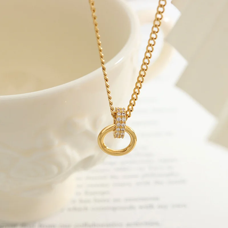 316L Stainless Steel Ladies Necklace Double Ring Inlaid Pendant Necklace Personality Jewelry Fashion Accessories
316L Stainless Steel Ladies Necklace Double Ring Inlaid Pendant Necklace Personality Jewelry Fashion Accessories