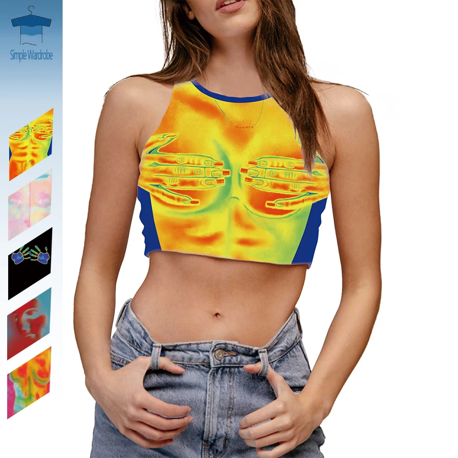 Sexy Infrared Round Neck Sleeveless Hot Girl Vest Popular Y2K 3D Print Tank Tops Female Crop Bare Shoulder Woman Clothing
Sexy Infrared Round Neck Sleeveless Hot Girl Vest Popular Y2K 3D Print Tank Tops Female Crop Bare Shoulder Woman Clothing