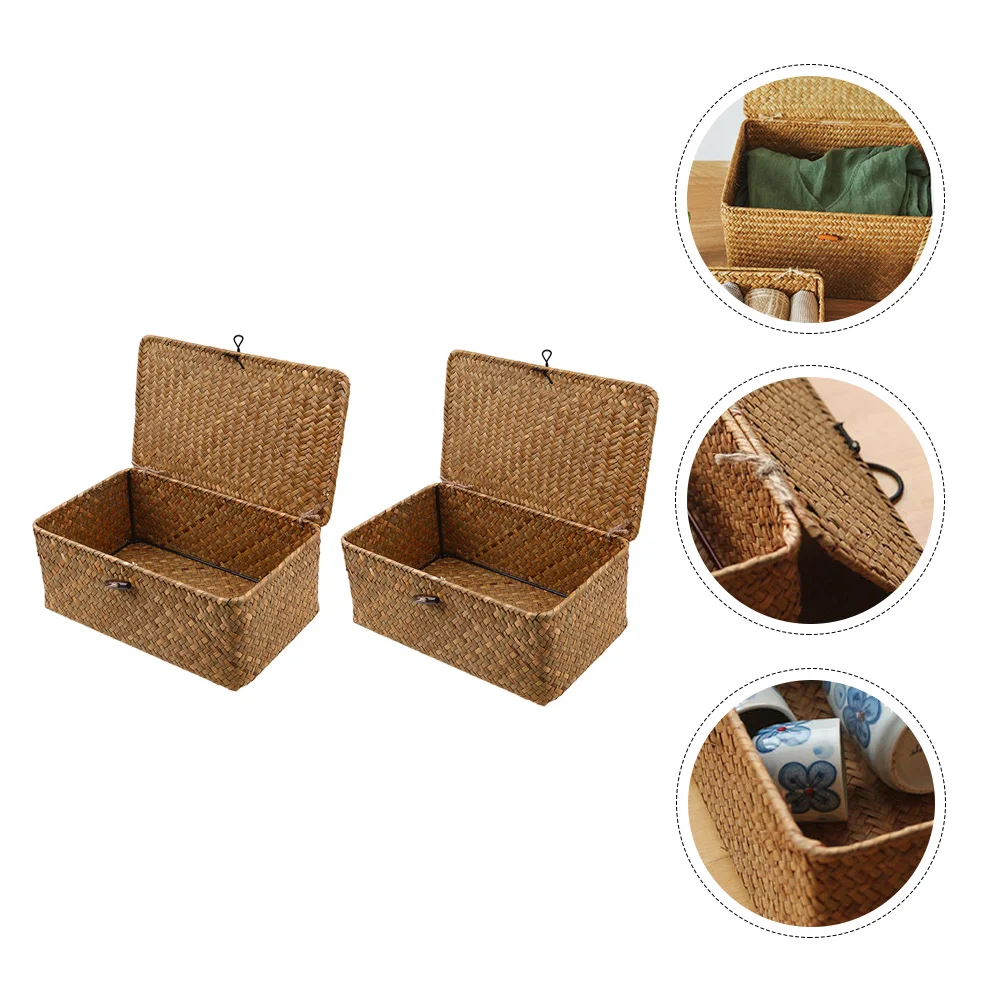 2pcs Seagrass Organizer Cube Woven Box Organizer Decorative Storage Boxes Basket with Lid Rustic Storage Baskets
2pcs Seagrass Organizer Cube Woven Box Organizer Decorative Storage Boxes Basket with Lid Rustic Storage Baskets