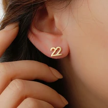Custom Fashion Numbers Stainless Steel Stud Earrings For Women Personalized Gold Ladies Earrings Nameplate Womens Jewelry Gift