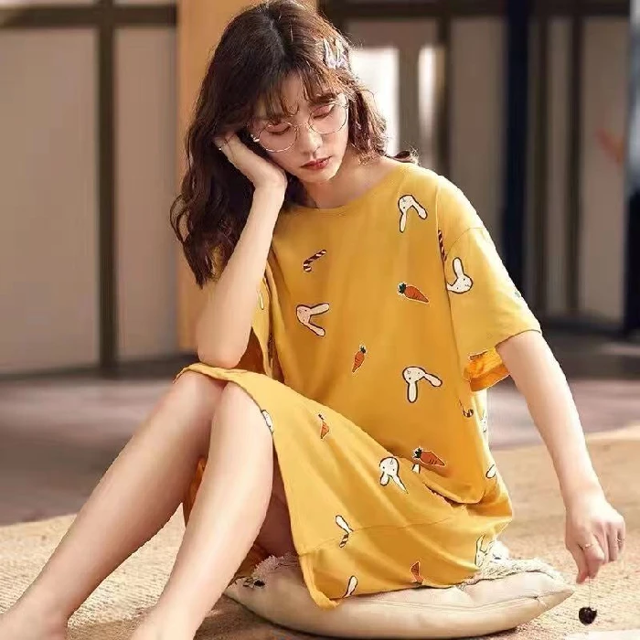Summer Cartoon Nightdress Ladies Milk Silk Double-sided Printing Cute Nightdress Women's Nightgown Sleepwear Night Wear
Summer Cartoon Nightdress Ladies Milk Silk Double-sided Printing Cute Nightdress Women's Nightgown Sleepwear Night Wear