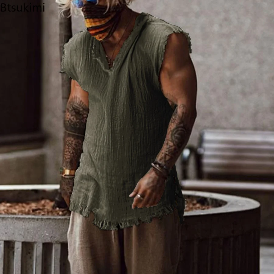 2023 Men's Summer Cotton Linen Vest Shirts Harajuku Vintage Loose V-Neck Shirt Tank Tops Male Solid Sleeveless Tshirt Streetwear
2023 Men's Summer Cotton Linen Vest Shirts Harajuku Vintage Loose V-Neck Shirt Tank Tops Male Solid Sleeveless Tshirt Streetwear
