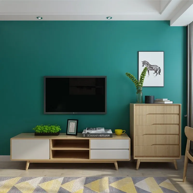Waterproof and stain resistant peacock blue and green pure pigment color wallpaper modern minimalist bedroom living room
Waterproof and stain resistant peacock blue and green pure pigment color wallpaper modern minimalist bedroom living room