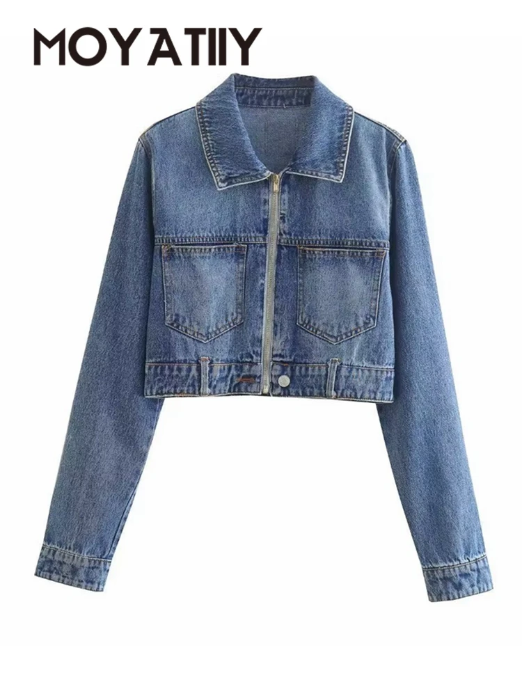 MOYATIIY 2022 Women Fashion Jacket Blue Zipper Crop Denim Jacket Coat Long Sleeve Female Boyfriend Style Loose Top Outwear
MOYATIIY 2022 Women Fashion Jacket Blue Zipper Crop Denim Jacket Coat Long Sleeve Female Boyfriend Style Loose Top Outwear