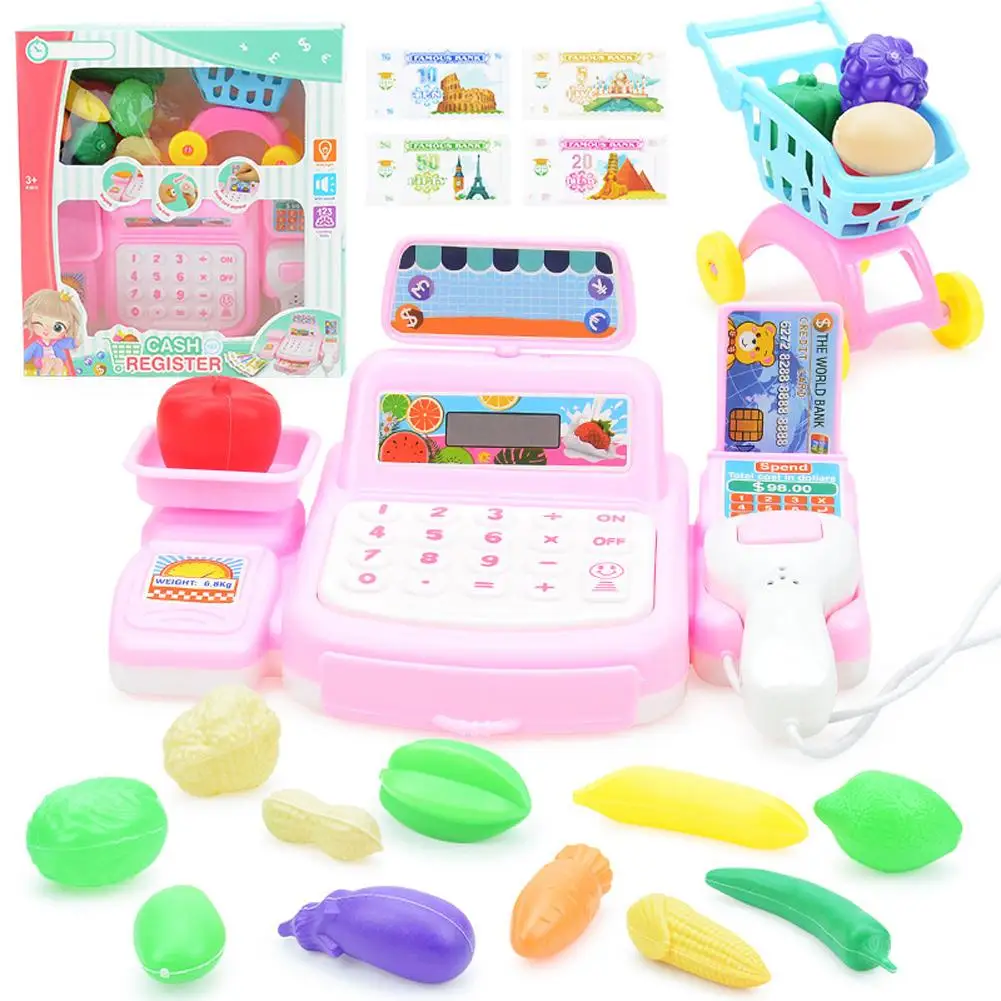 

Имитация кассового аппарата для супермаркета, игрушка с подсветкой и звуковыми эффектами, игрушки для игрового домика для детей, подарки на день рождения