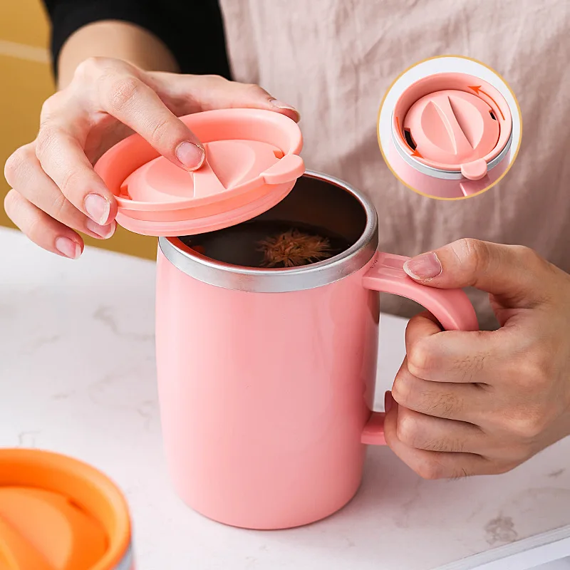 

Anti-scald Coffee Mug 500ml Leak-proof Metal Drinking Mugs Double-layer Water Cup Taza Travel Water Bottle Heat Insulation