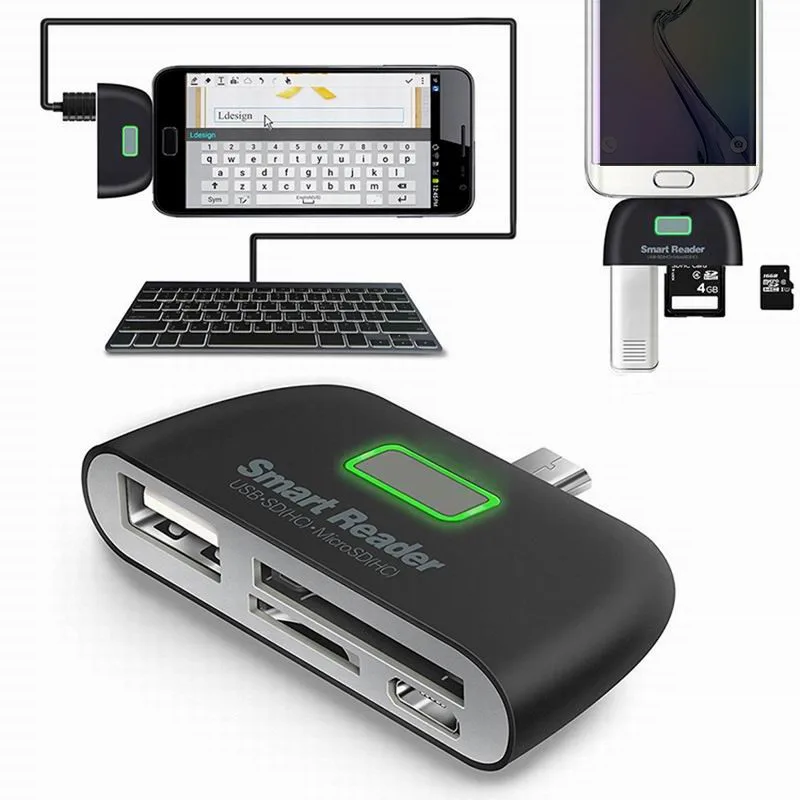 Многофункциональный Смарт 4 в 1Type C OTG кардридер Универсальный USB 3 1 с Micro зарядным