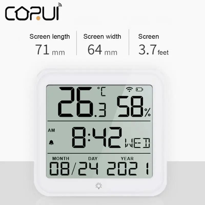 CORUI Tuya WIFI Temperature Humidity Sensor Indoor Thermometer Detector Remote Control Support Alexa Google Home Assistant
CORUI Tuya WIFI Temperature Humidity Sensor Indoor Thermometer Detector Remote Control Support Alexa Google Home Assistant