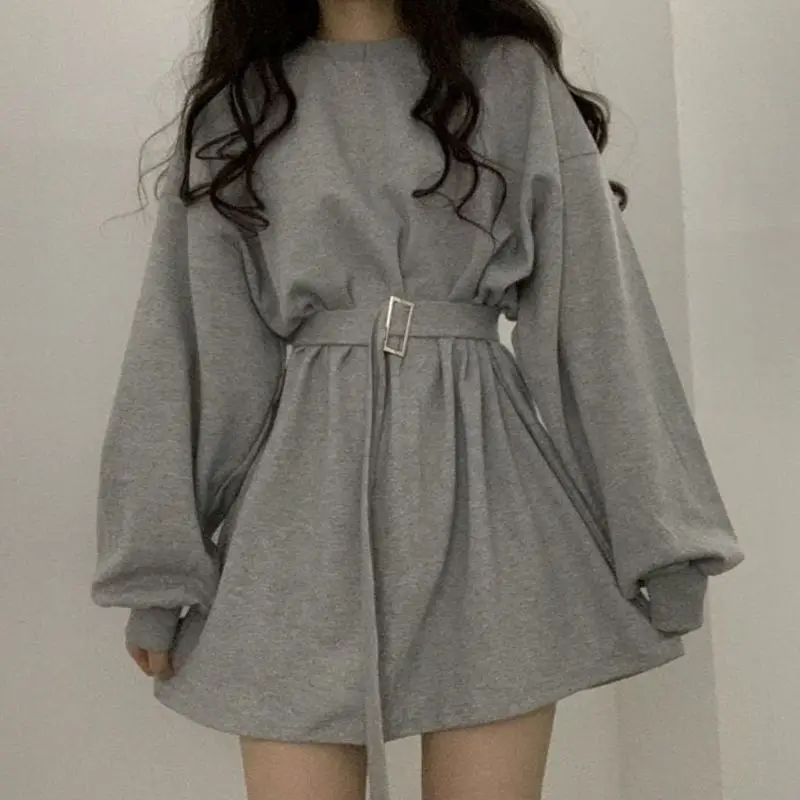 Spring 2022 New Women Oversized Long Sleeve T-Shirts Dress Fashion Casual All-Match Solid Black Gray Lacing Vestidos Mujer Ins
Spring 2022 New Women Oversized Long Sleeve T-Shirts Dress Fashion Casual All-Match Solid Black Gray Lacing Vestidos Mujer Ins