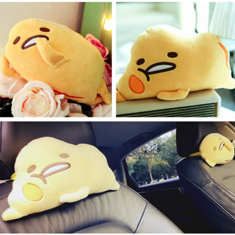 

New Sanrio Gudetama Plush Toy Doll Car Headrest Anime Cute Lazy Egg Yolk Brother Doll Small Pillow Birthday Holiday Gift