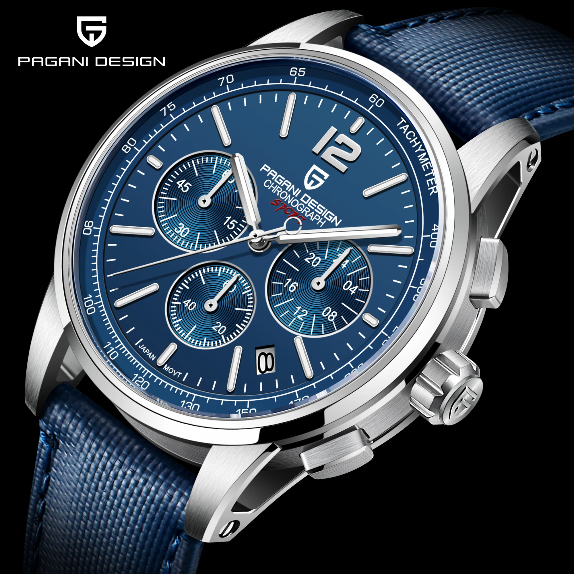 

PAGANI DESIGN PD YS008 Men`s Watch Automatic Date Japan VK63 Quartz Watches Men Sapphire Glass 100M Waterproof Chronograph Clock