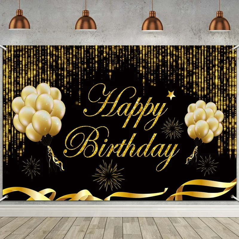 Happy Birthday Party Backdrop Banner Washable Black Gold Sign Poster Background For Men Women Birthday Party Decor
Happy Birthday Party Backdrop Banner Washable Black Gold Sign Poster Background For Men Women Birthday Party Decor