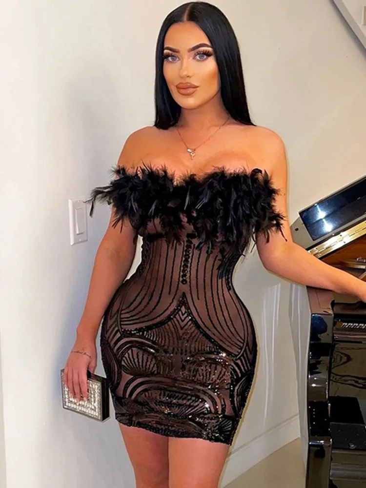 2023 Dress Sleeveless Black Sequin FeatherSexy Night Club Bodycon Dresses Short Prom Corset Strapless Evening Wedding Party
2023 Dress Sleeveless Black Sequin FeatherSexy Night Club Bodycon Dresses Short Prom Corset Strapless Evening Wedding Party