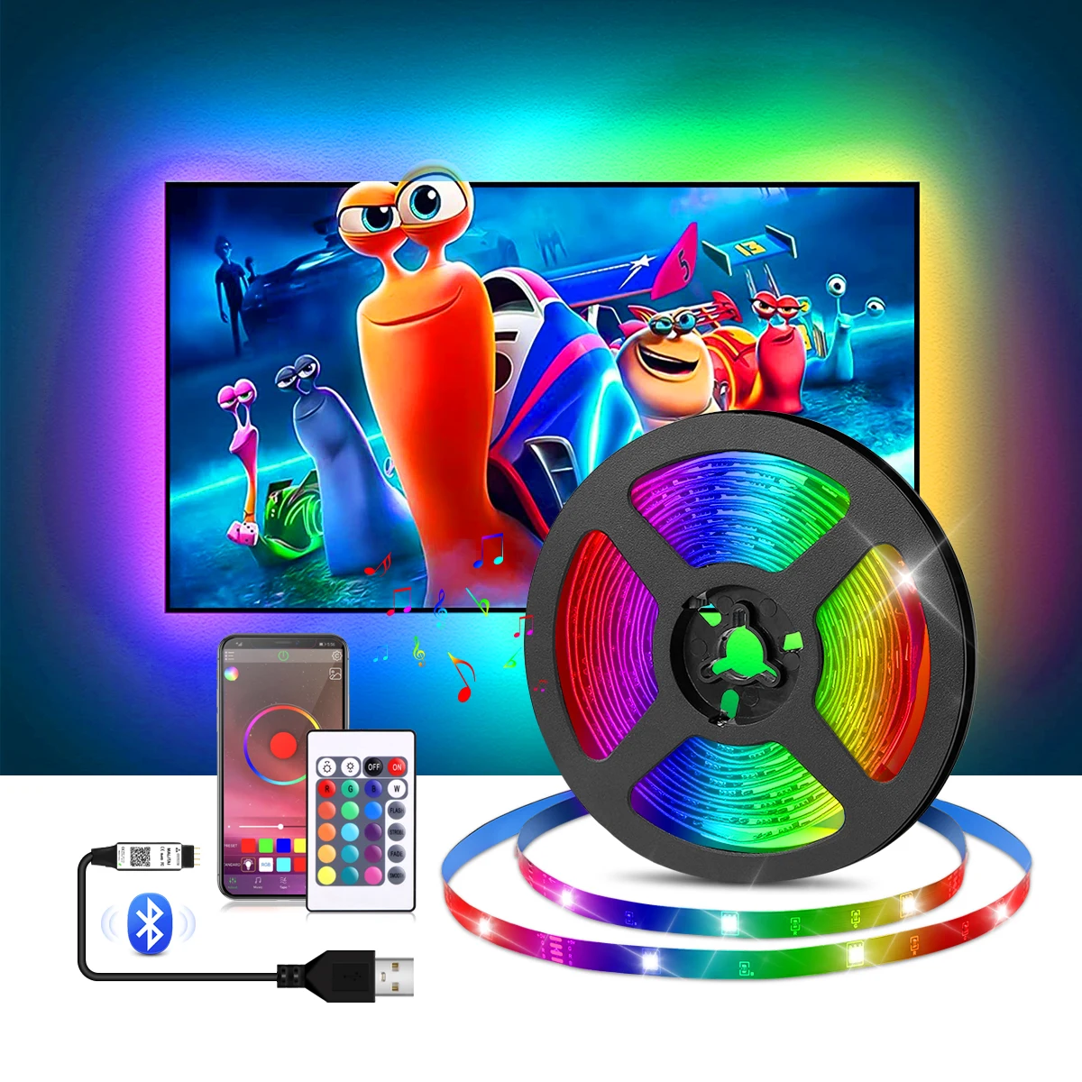 RGB USB LED Strip 5050 NO-Waterproof 5V Bluetooth Control Tape String Bias Lighting For HDTV Screen Desktop PC LCD Monitor Decor
RGB USB LED Strip 5050 NO-Waterproof 5V Bluetooth Control Tape String Bias Lighting For HDTV Screen Desktop PC LCD Monitor Decor