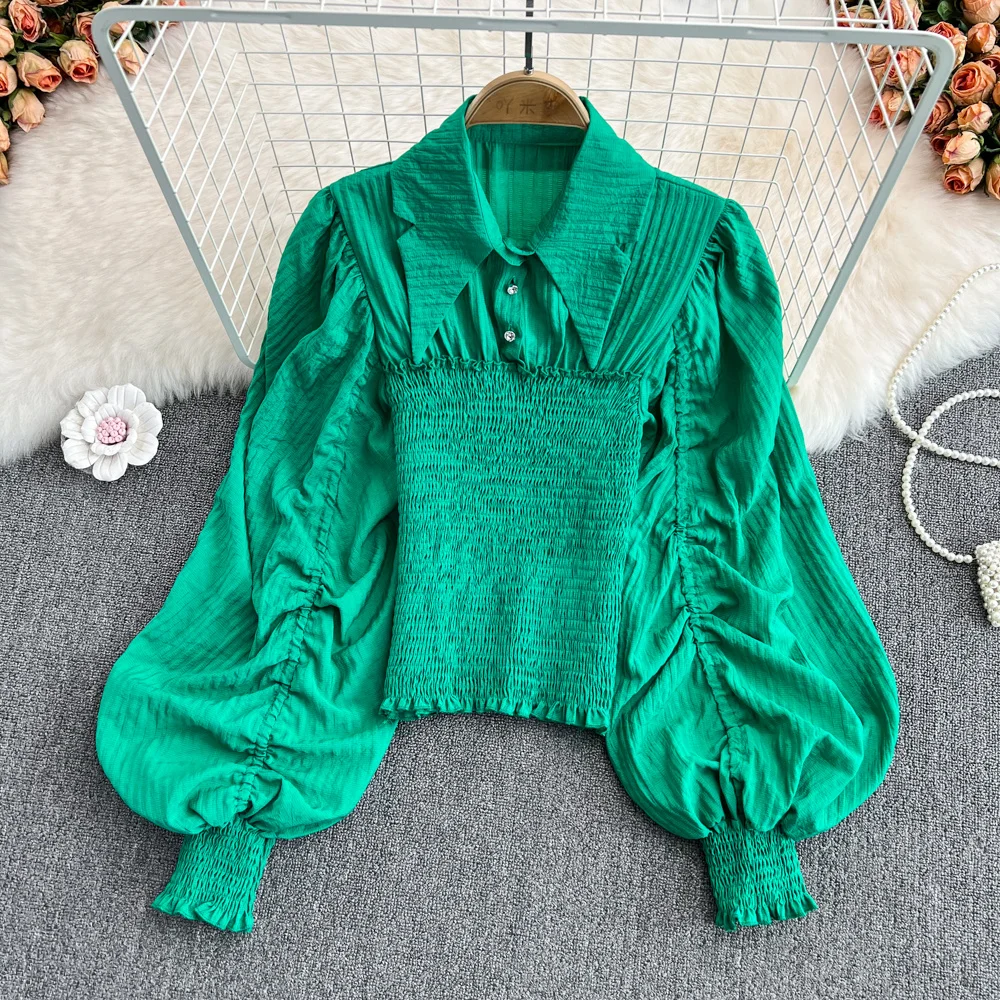 Ruched Blouse Women 2022 Spring New Lantern Sleeve Pullover Shirt Female Slim Waist Tops Draped Blouse For Women
Ruched Blouse Women 2022 Spring New Lantern Sleeve Pullover Shirt Female Slim Waist Tops Draped Blouse For Women