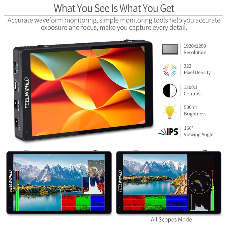 FEELWORLD F7 PRO 7 Inch Touch Screen3D LUT DSLR Camera Field Director AC Monitor 4K 60Hz HD with F970 External Power and Install
FEELWORLD F7 PRO 7 Inch Touch Screen3D LUT DSLR Camera Field Director AC Monitor 4K 60Hz HD with F970 External Power and Install