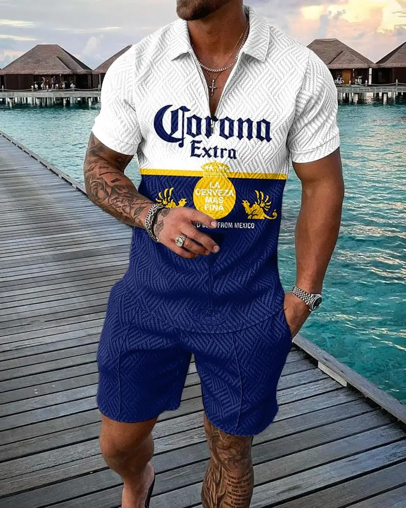 Мужская рубашка-поло на молнии с коротким рукавом и шорты
Мужская рубашка-поло на молнии с коротким рукавом и шорты