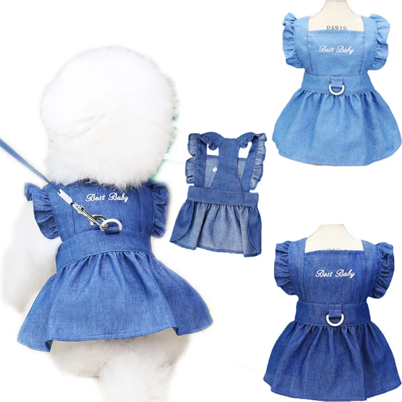 Embroidered Pet Clothes Summer Denim Pets Dog Dress With D-Ring Flying Sleeve Puppy Cat Vest Skirt For Small Dogs Chiwawa Yorkie
Embroidered Pet Clothes Summer Denim Pets Dog Dress With D-Ring Flying Sleeve Puppy Cat Vest Skirt For Small Dogs Chiwawa Yorkie