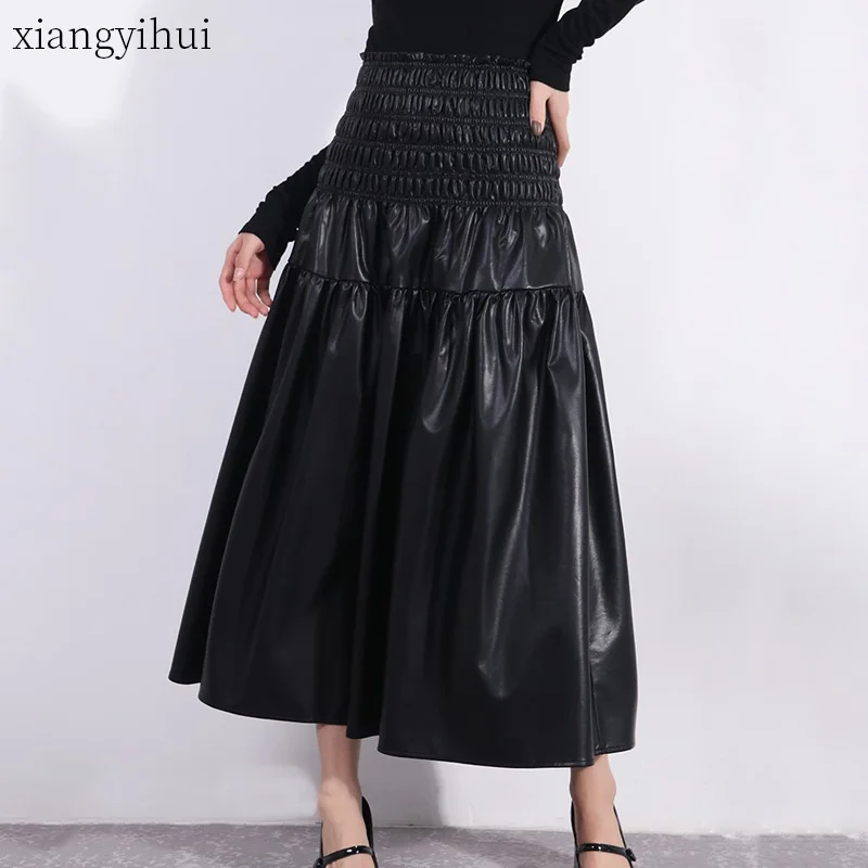 Black Fashion Elastic High Waist Leather Skirt Female Womens Winter Autumn Office Skirt Faux Leather Ruched A-line 2022 Clothing
Black Fashion Elastic High Waist Leather Skirt Female Womens Winter Autumn Office Skirt Faux Leather Ruched A-line 2022 Clothing