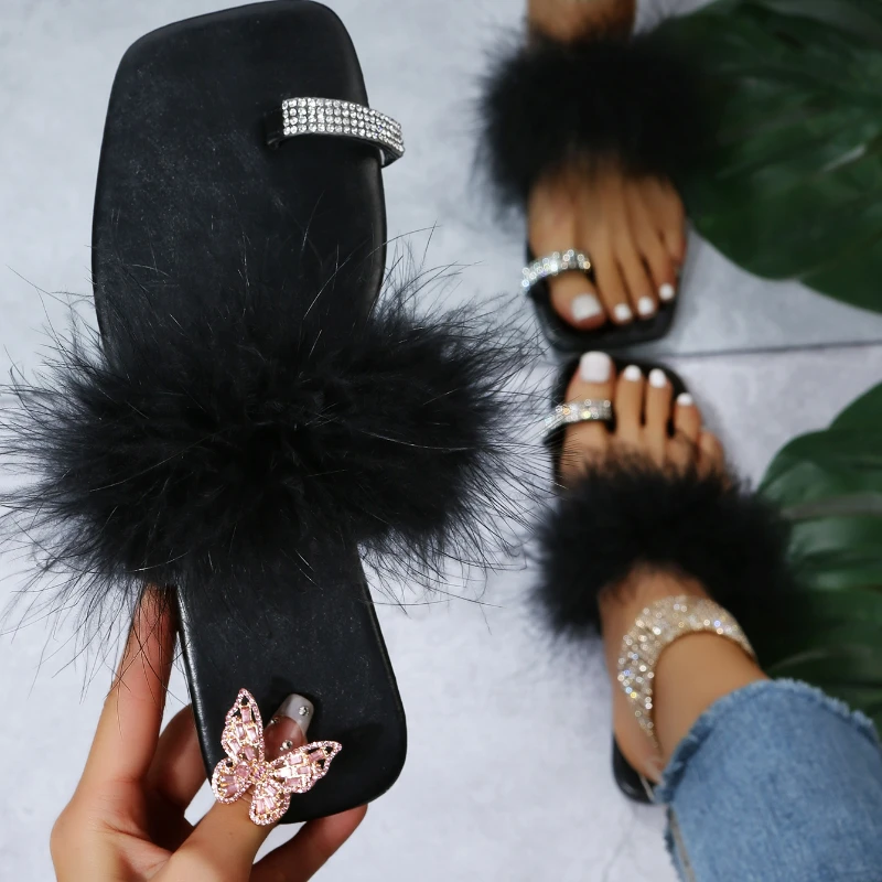 2022 summer women color printing single finger buckle rhinestone slippers ostrich hair fluffy outdoor leisure all-match sandals
2022 summer women color printing single finger buckle rhinestone slippers ostrich hair fluffy outdoor leisure all-match sandals