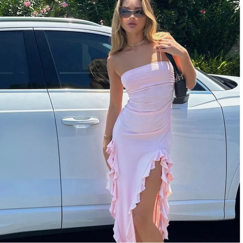 Sexy Strapless Chic And Elegant Woman Dress Off Shoulder Ruffle Dress For Women Fashion Backless Slim Party Midi Dresses Vestido
Sexy Strapless Chic And Elegant Woman Dress Off Shoulder Ruffle Dress For Women Fashion Backless Slim Party Midi Dresses Vestido