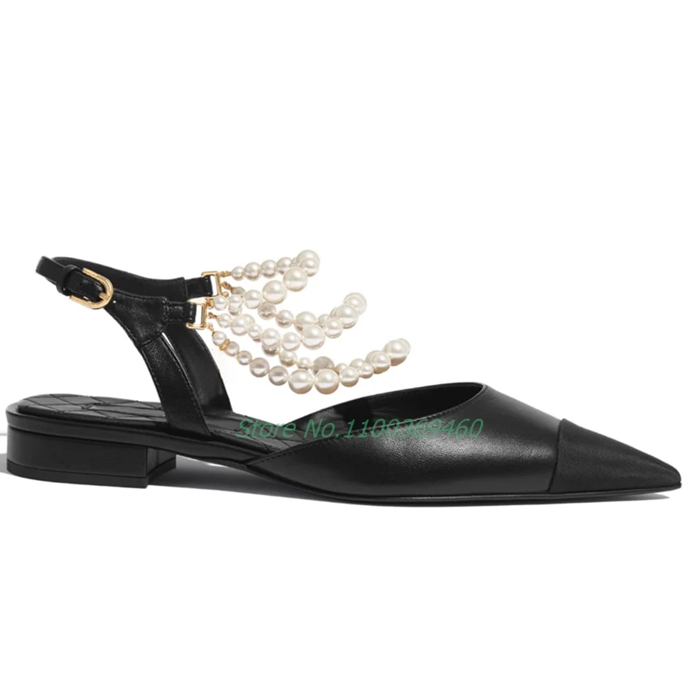Pearl Chain Mixed Color Flat Shoes Hollow Pointed Toe Sandals Shallow Ankle Buckle Chunky Heel Mary Janes Slingback Women Shoes
Pearl Chain Mixed Color Flat Shoes Hollow Pointed Toe Sandals Shallow Ankle Buckle Chunky Heel Mary Janes Slingback Women Shoes