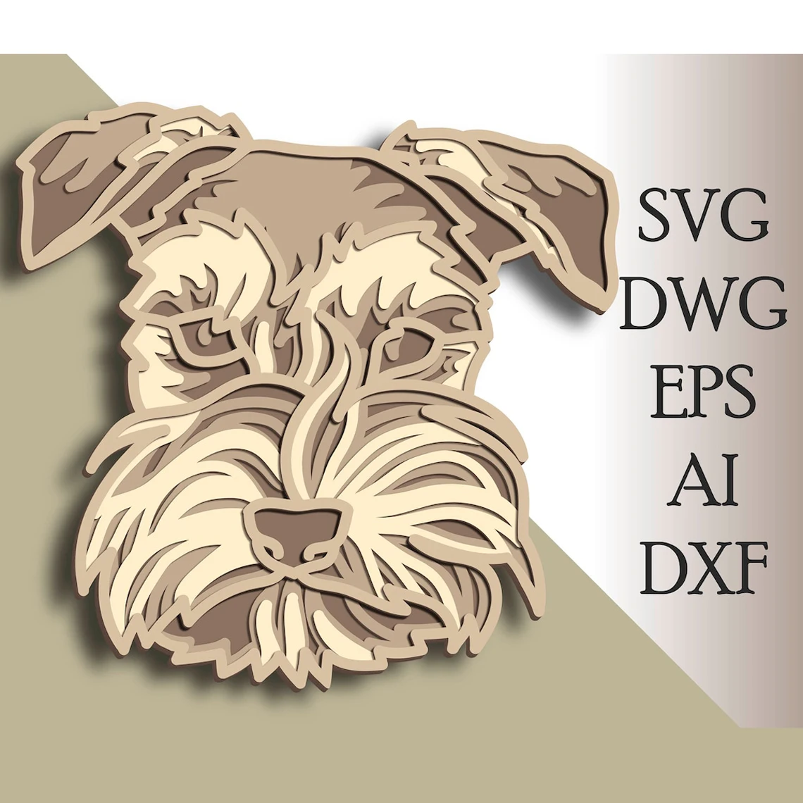 Многослойная Векторная модель собаки домашний декор настенное искусство DWG DXF сoг