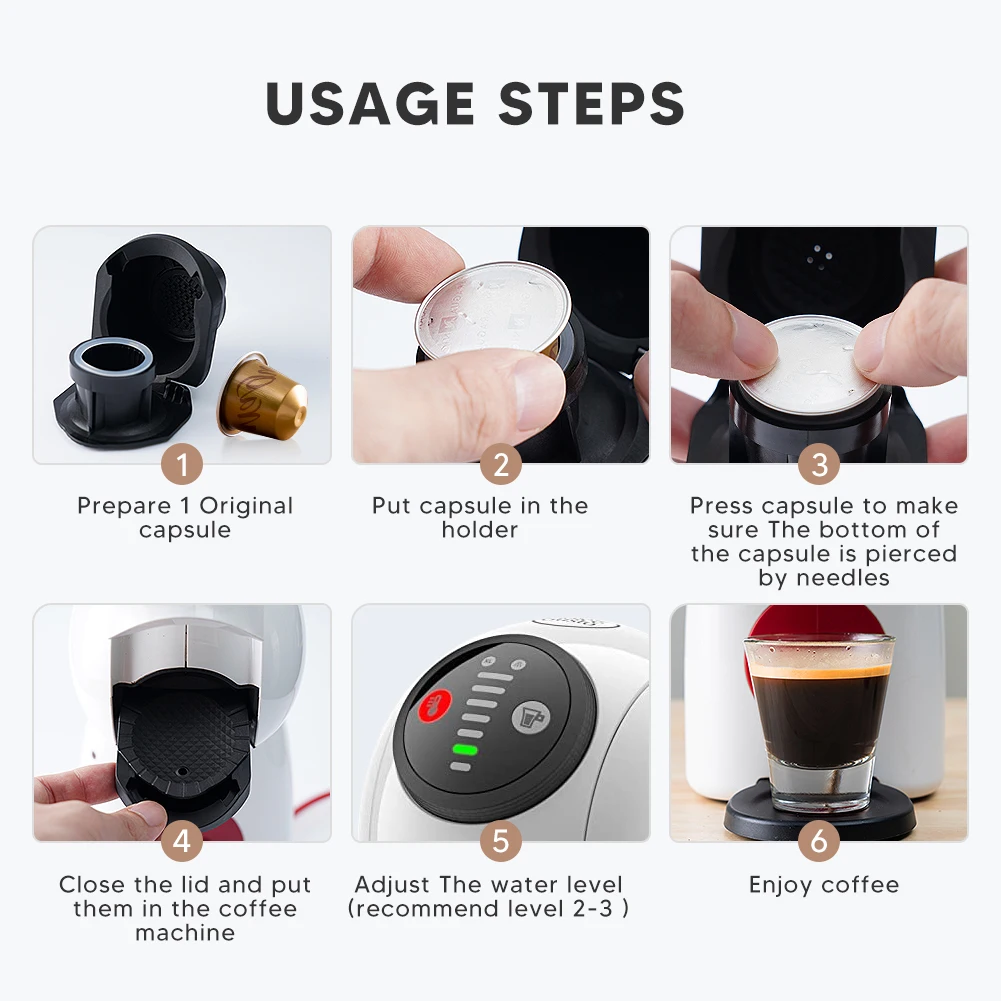Многоразовый адаптер для капсул Dolce Gusto, силиконовый чехол для кофеварки, с ложкой, чистящая щетка
Многоразовый адаптер для капсул Dolce Gusto, силиконовый чехол для кофеварки, с ложкой, чистящая щетка