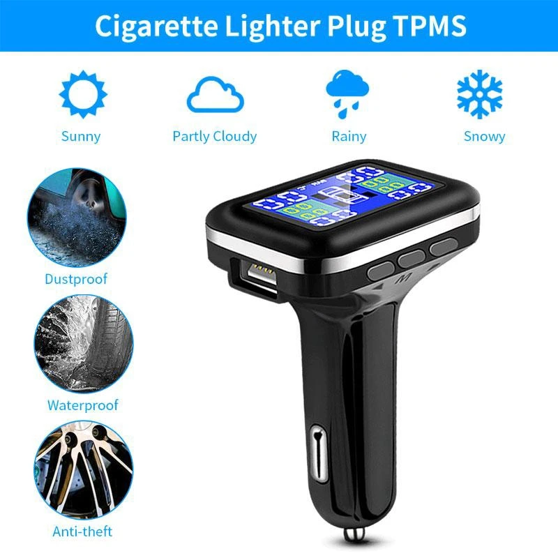 Car TPMS Tire Pressure Monitoring System Cigarette Lighter Plug Temperature Voltage Display with USB Port + 4Pcs External Sensor
Car TPMS Tire Pressure Monitoring System Cigarette Lighter Plug Temperature Voltage Display with USB Port + 4Pcs External Sensor