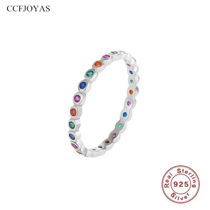 CCFJOYAS 925 Sterling Silver Mini Round Rainbow Zircon Finger Ring for Women Minimalist Silver Color Wedding Party Fine Jewelry
CCFJOYAS 925 Sterling Silver Mini Round Rainbow Zircon Finger Ring for Women Minimalist Silver Color Wedding Party Fine Jewelry