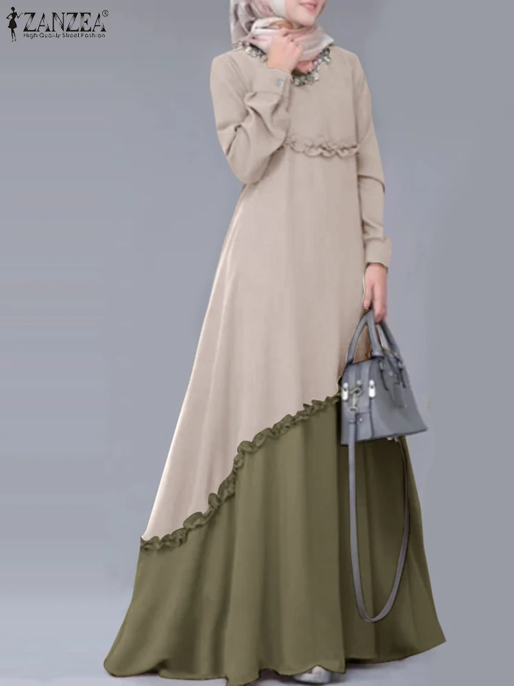 2022 ZANZEA Elegant Casual Muslim Dress Women O-Neck Full Sleeve Contrast Color Islamic Clothing Vestidos Loose Abaya Hijab Robe
2022 ZANZEA Elegant Casual Muslim Dress Women O-Neck Full Sleeve Contrast Color Islamic Clothing Vestidos Loose Abaya Hijab Robe