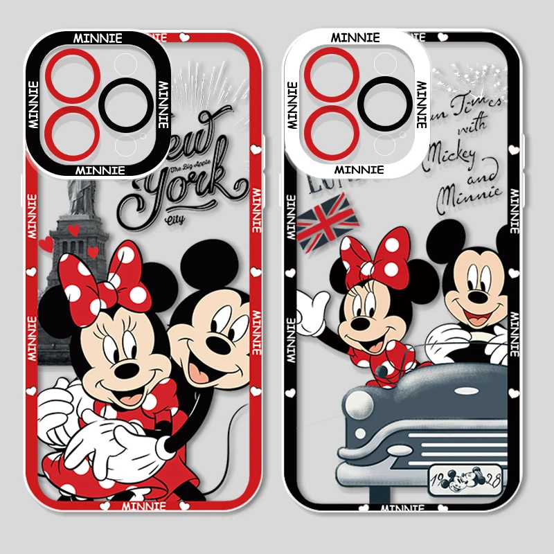 

Mickey Minnie London For Apple iPhone 14 13 12 11 X XR XS MAX 8 7 6 Pro Plus Angel Eyes Transparent Soft Phone Case Coque Capa