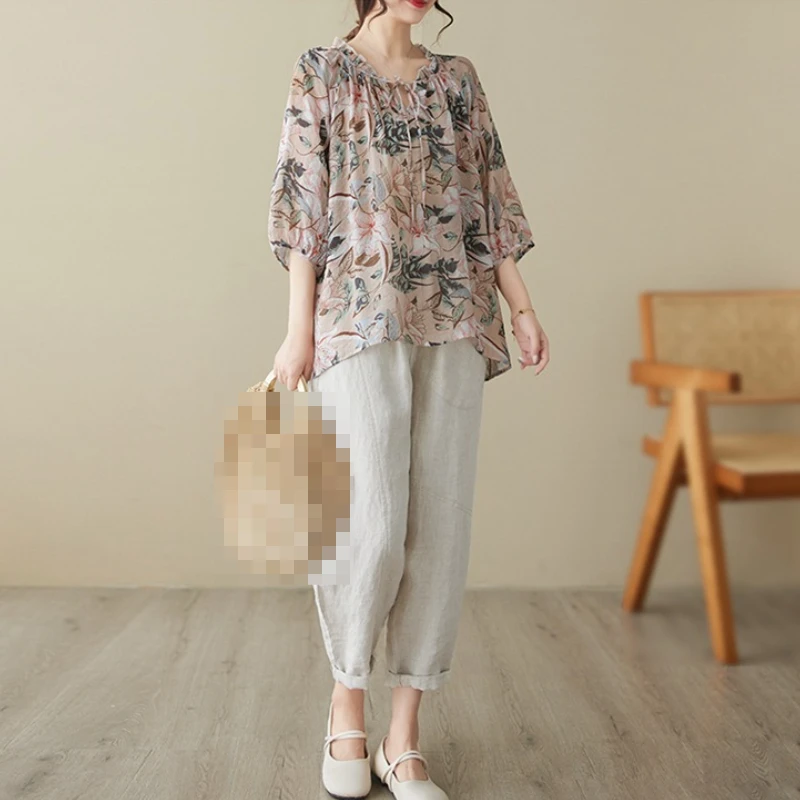 New Summer Fashion Woman Blouse 2023 Printed Lotus Leaf Collar Lantern Sleeve Casual Lace-up Shirts and Blouses for Women
New Summer Fashion Woman Blouse 2023 Printed Lotus Leaf Collar Lantern Sleeve Casual Lace-up Shirts and Blouses for Women