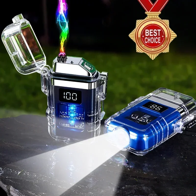 Плазменная импульсная зажигалка USB с двойной дугой беспламенная батарея дисплей