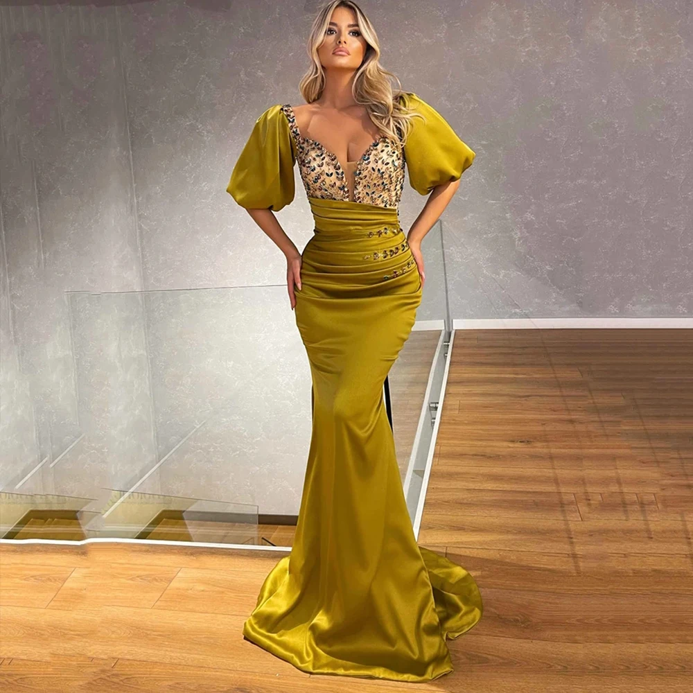 Elegant Mermaid Satin Formal Evening Dress Off the Shoulder Sequined Pleated Long Party Gown Floor Length Vestidos De Noche
Elegant Mermaid Satin Formal Evening Dress Off the Shoulder Sequined Pleated Long Party Gown Floor Length Vestidos De Noche