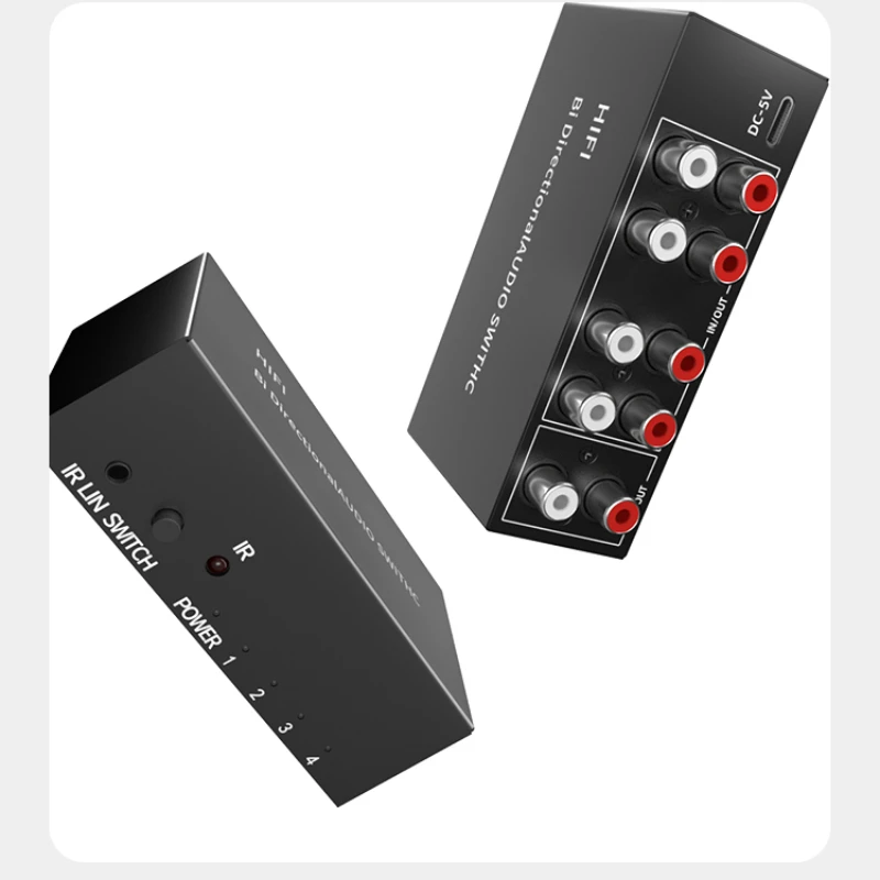 Аудиопереключатель Красный Белый 4 в 1 out RL Компьютерная гарнитура HiFI-уровень RCA