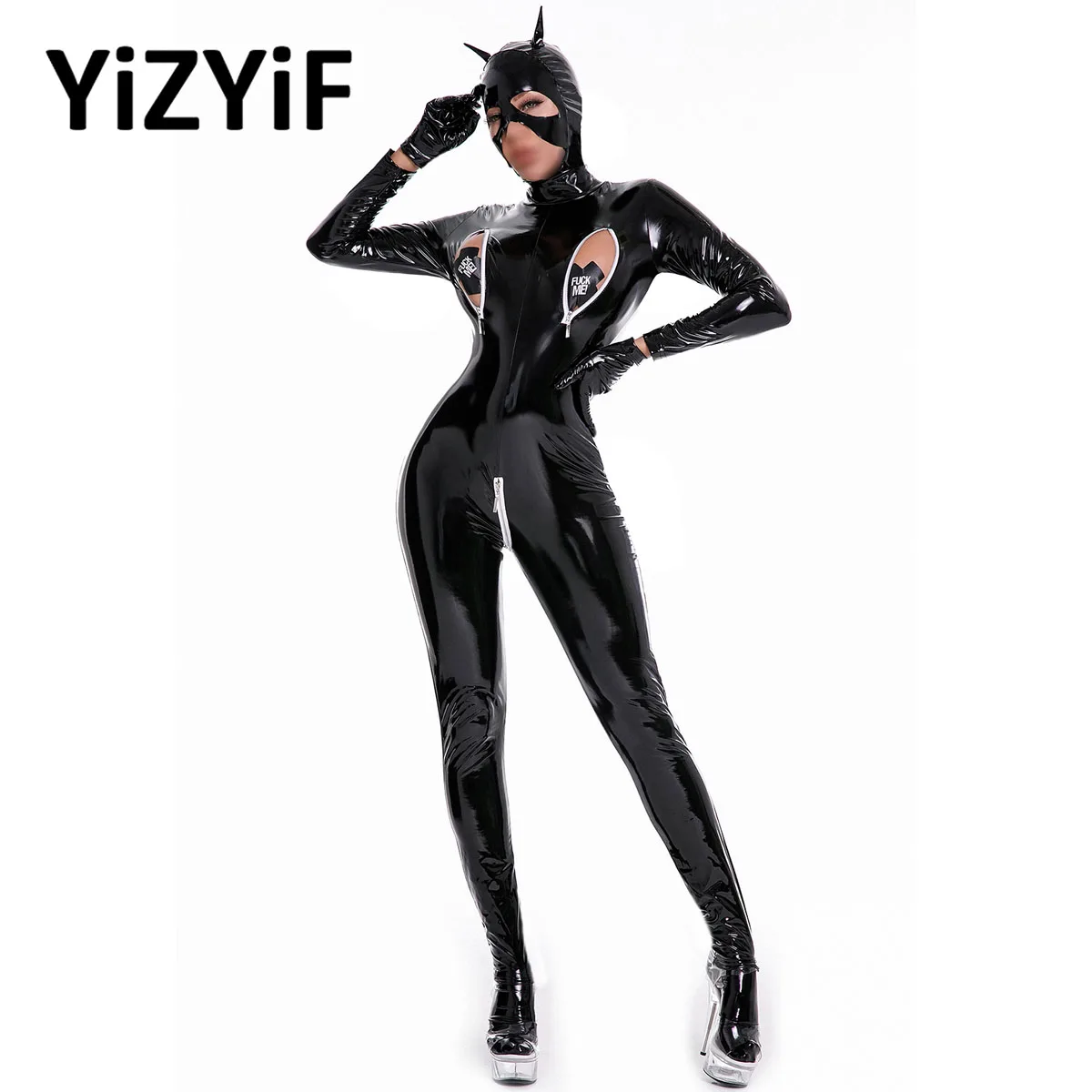 Sexy Full Body Latex Catsuit Bodysuit Women Wet Look PVC Patent Leather Jumpsuit Rompers Zipper Open Cup Crotchless Clubwear
Sexy Full Body Latex Catsuit Bodysuit Women Wet Look PVC Patent Leather Jumpsuit Rompers Zipper Open Cup Crotchless Clubwear