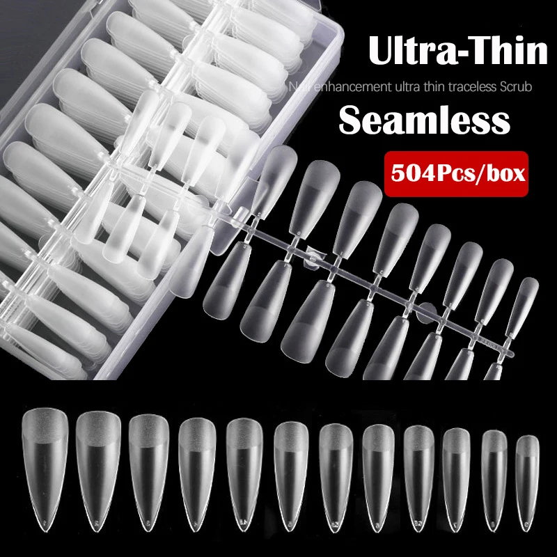 504 шт., матовые накладные ногти с полупокрытием, овальные/миндальные/каплевидные/трапециевидные накладные ногти