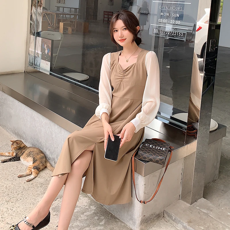 2022Early Spring French New Temperament Mesh Stitching Pleating Peach Collar Split Tied Dress
2022Early Spring French New Temperament Mesh Stitching Pleating Peach Collar Split Tied Dress