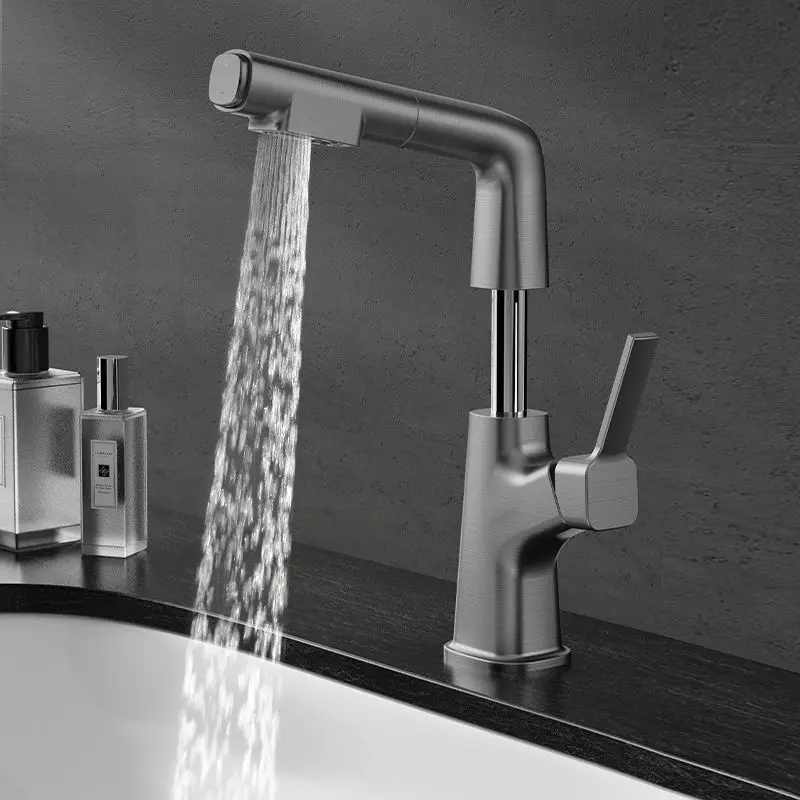 Jiumuwang Pull-up Lift-type Faucet Cold and Hot Water Bathroom Washbasin Washbasin Washbasin Single-hole Gun Gray 
Jiumuwang Pull-up Lift-type Faucet Cold and Hot Water Bathroom Washbasin Washbasin Washbasin Single-hole Gun Gray