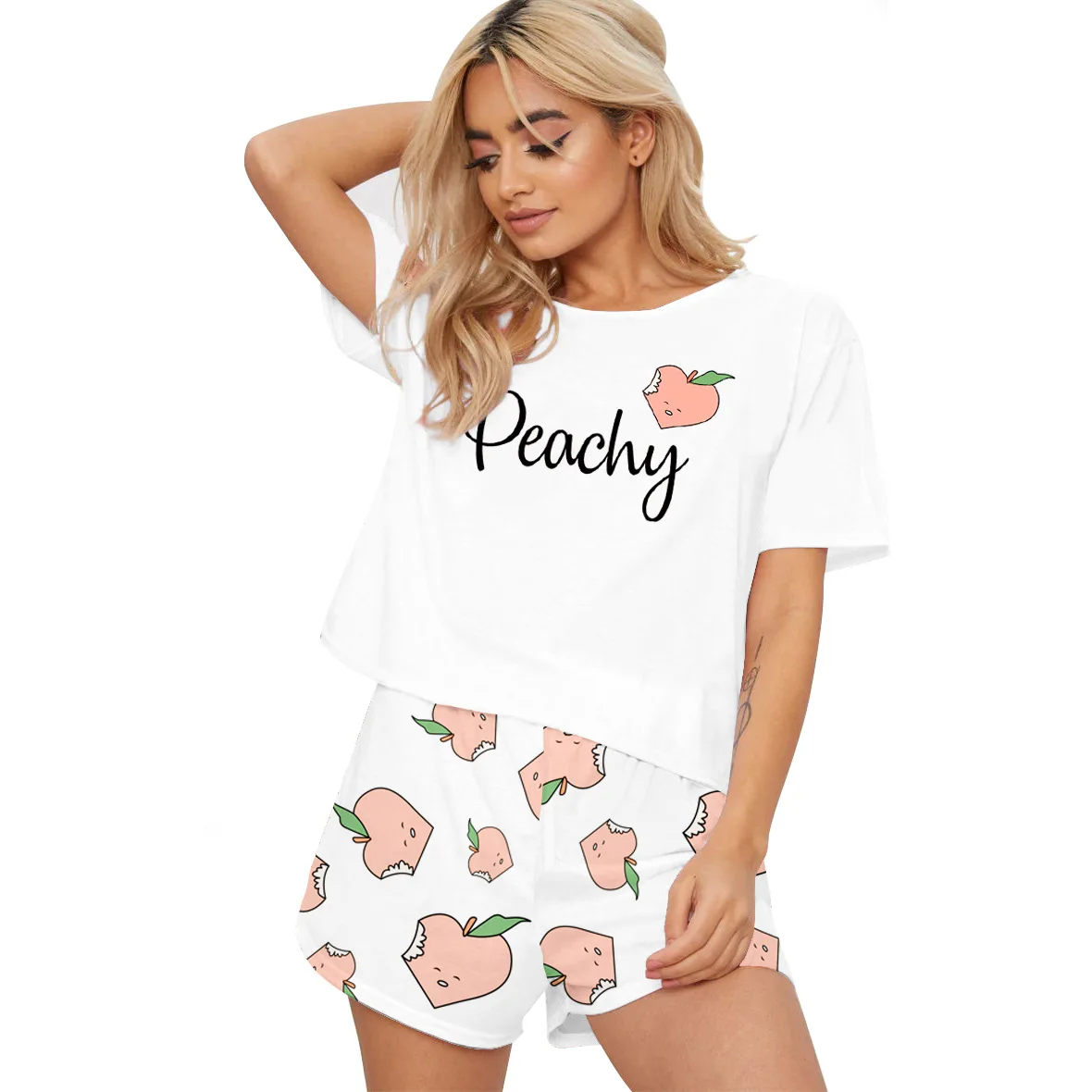 Sleepwear Clothes For Women Summer Pure Cotton Short Sleeve Shorts Suit New Cute Home Wear Set Pajamas Female
Sleepwear Clothes For Women Summer Pure Cotton Short Sleeve Shorts Suit New Cute Home Wear Set Pajamas Female