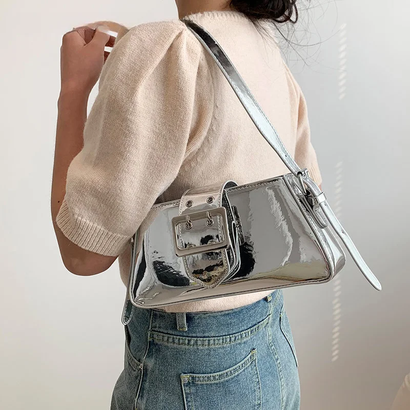 Silver Shouder Bags for Women 2023 Spring Y2K Small Purse Glossy PU Leather Luxury Brand Female Underarm Handbags Pink
Silver Shouder Bags for Women 2023 Spring Y2K Small Purse Glossy PU Leather Luxury Brand Female Underarm Handbags Pink
