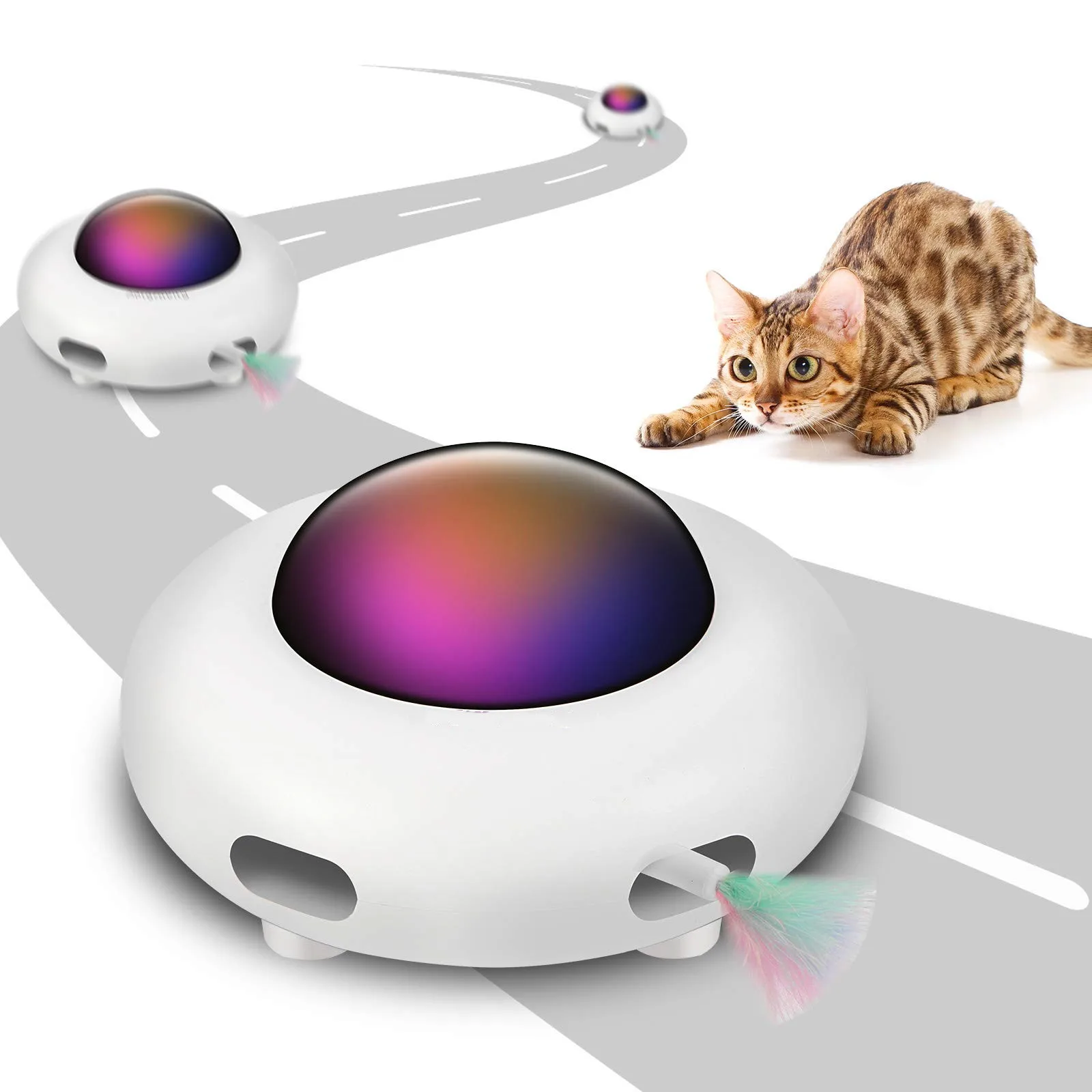 Cat Toy Automatic UFO Interactive for Indoor Rotating Feather Electronic Cat Toy Smart Auto Shut-Off Random Moving USB Charging 
Cat Toy Automatic UFO Interactive for Indoor Rotating Feather Electronic Cat Toy Smart Auto Shut-Off Random Moving USB Charging