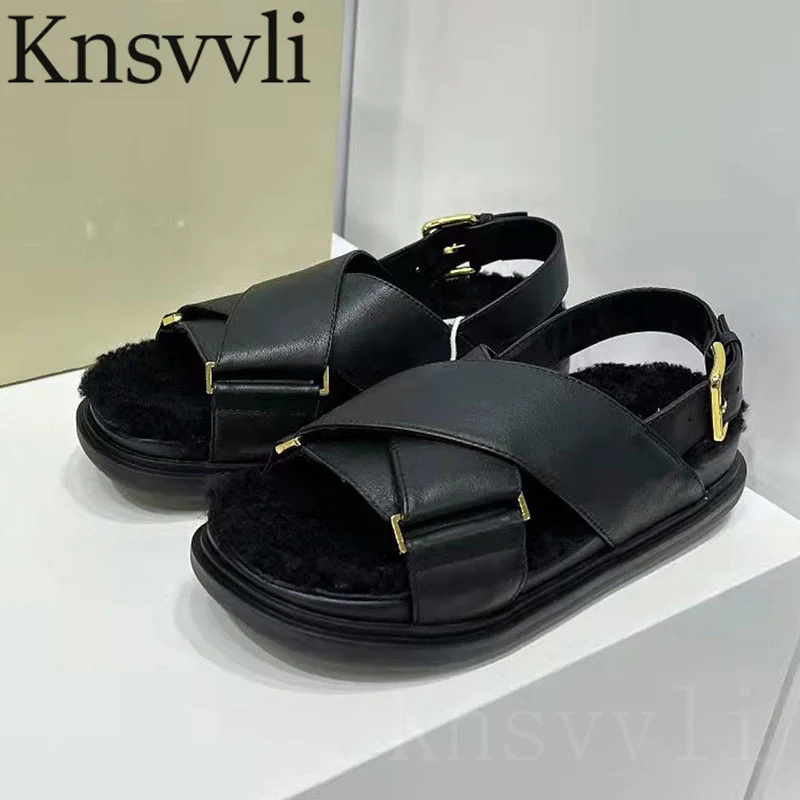 Genuine Leather Sandals Woman Peep Toe Casual Comfort Sandalias Cross Strap Wool Shoes Woman Thick Sole Roman Sandals Women
Genuine Leather Sandals Woman Peep Toe Casual Comfort Sandalias Cross Strap Wool Shoes Woman Thick Sole Roman Sandals Women