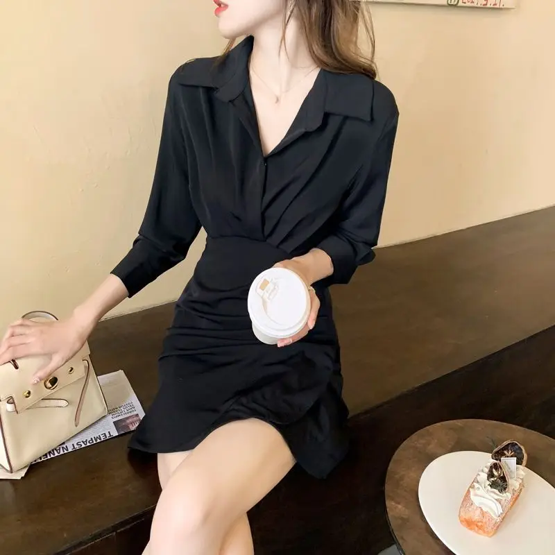 Elegant Solid Shirt Dress Women 2023 New Autumn Winter Korean Fashion Female Casual Polo Collar Long Sleeve Dress Tops D107
Elegant Solid Shirt Dress Women 2023 New Autumn Winter Korean Fashion Female Casual Polo Collar Long Sleeve Dress Tops D107