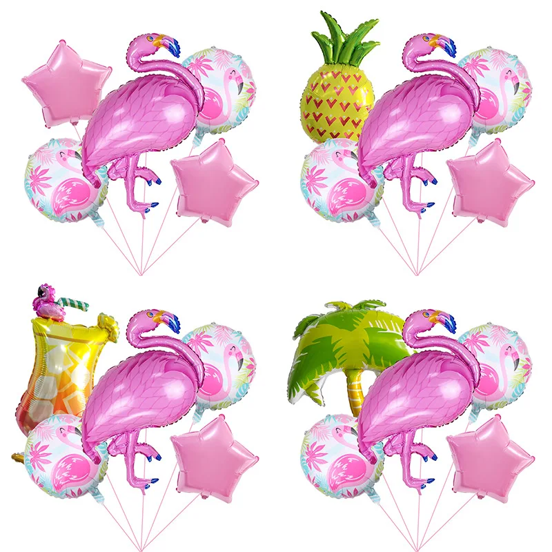 

Pink Flamingo Foil Balloon Kit Tropical Hawaii Theme Party Decoration Pineapple Coconut Tree Ballon Summer Birthday Party Decor