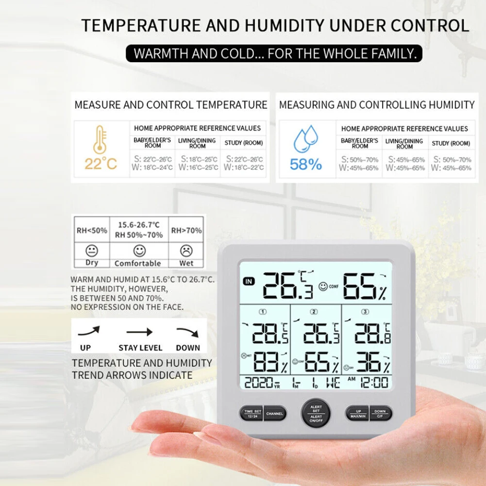 

Hygrometer Digital Thermometer ABS Black Digital Thermometer Transmitter Sensors Indoor And Outdoor Thermometers