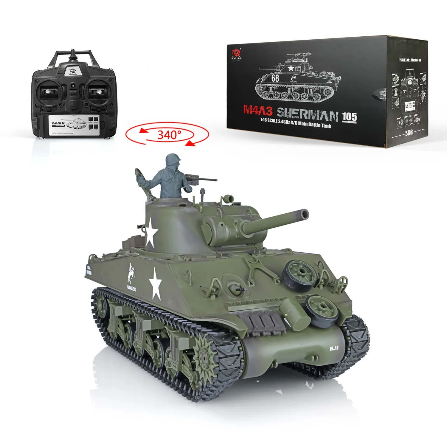 

HENG LONG 1/16 TK7.0 M4A3 Sherman RTR Radio Controlled Tank Military Car Toys IR Battle BB Airsoft Smoke Unit 3898 TH17665-SMT4